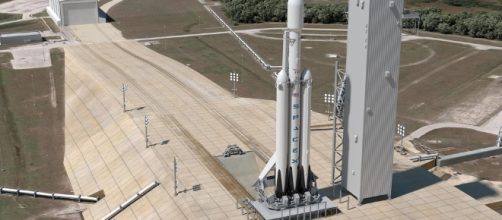 Falcon Heavy on the pad (SpaceX with permission Flickr)