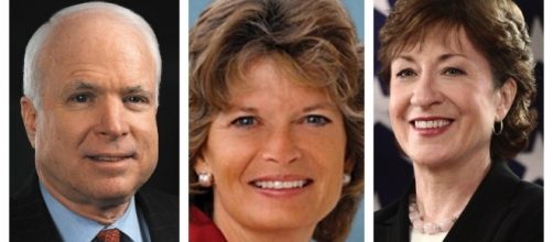 From left to right: Sen. McCain, Sen. Murkowski, and Sen. Collins / Photo via Wikipedia