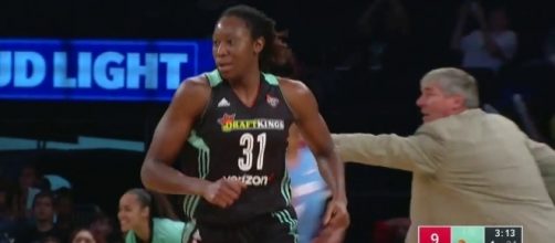 Tina Charles scored 25 points in a one-point win for the Liberty on Friday. [Image via WNBA/YouTube]