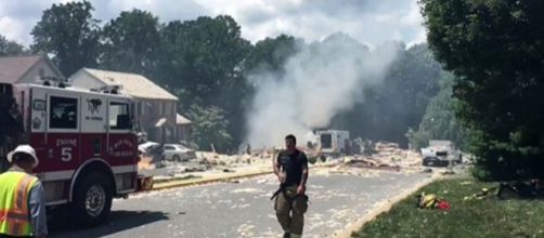Photo gas explosion destroys home screen capture from Twitter video/Lancaster Fire Department