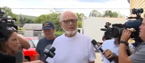 Paul Shanley in a still from an ambush interview when he came to his new home after being released from jail - YouTube/WCVB Channel 5 Boston