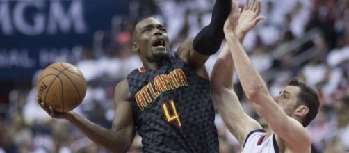 Paul Millsap of the Atlanta Hawks against the Washington Wizards during the Eastern Conference Quarterfinals by author Keith Allison via Flickr
