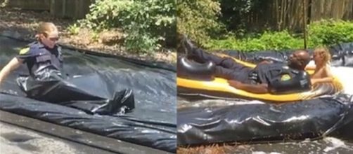 Photo Officers Carrie Lee and Joe Jones screen capture from Facebook video/Asheville Police Department