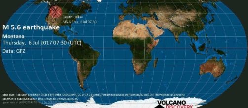 M5.8 earthquake on Thu, 6 Jul 06:30:17, Montana. (Image Credit: volcanodiscovery.com)