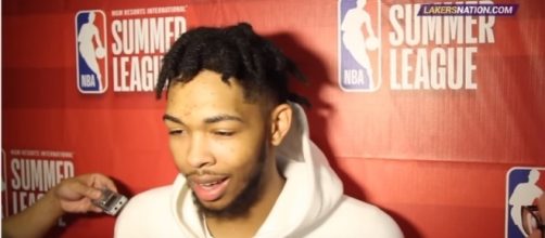 Brandon Ingram speaking to media after a Summer League opener for the Los Angeles Lakers. Photo -- YouTube Screenshot/@LakersNation