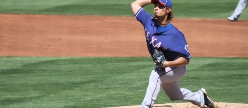 Yu Darvish pitching at Goodyear Stadium - Image by Mike LaChance | Flickr