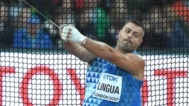 Marco Lingua in pedana a Londra (Foto Colombo/Fidal)