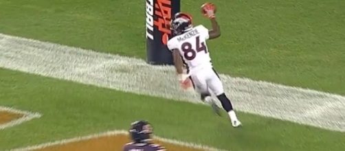 Isaiah McKenzie scored on a 47-yard touchdown reception in the second half of Thursday night's NFL preseason game. [Image via NFL/YouTube]