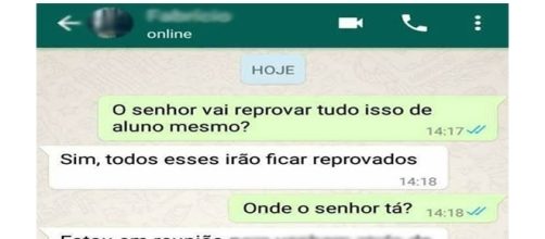 O professor n&atilde;o esperava por essa mensagem ( Foto - WhatsApp )