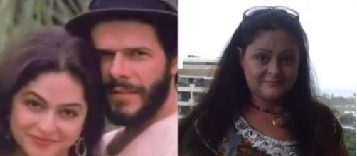 Ex-atriz Simone Carvalho com Jos&eacute; Mayer em 'Tieta' (1989) e atualmente