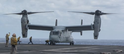 The osprey which is also grounded after 3 killed.https://pixabay.com/en/mv-22b-osprey-usn-united-states-navy-2505121/