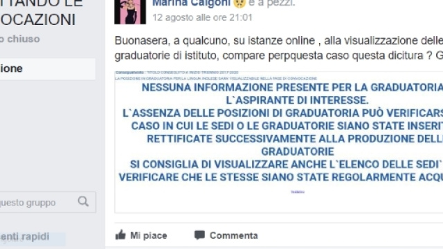 graduatorie provvisorie quando usciranno, messaggi di errore