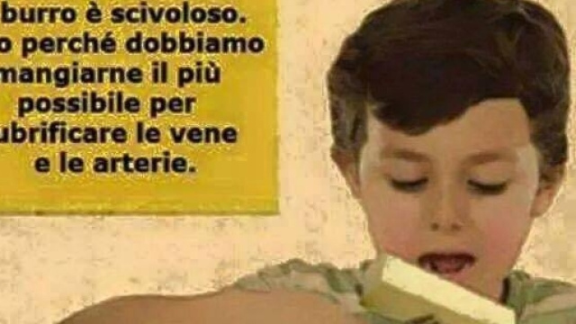 Pubblicit&agrave; anni 60 del burro, descritto come un alimento buono per le arterie