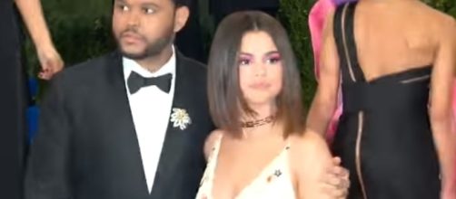 The Weekend posted a picture of Selena sitting on his lap. Image[Mostelegantprincess-YouTube]