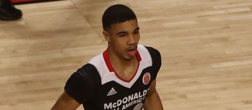 Jayson Tatum is happy to stay with the Celtics and play with Kyrie Irving -- TonytheTiger via WikiCommons