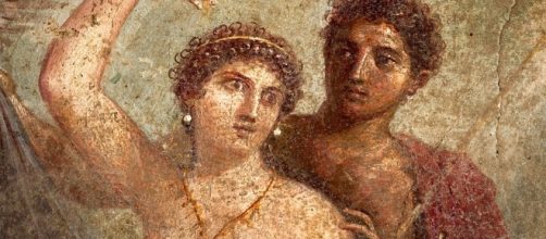 Venus y Marte en un fresco de Pompeya hoy en el Museo Arqueol&oacute;gico Nacional de N&aacute;poles