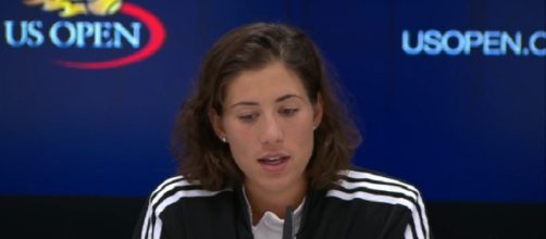 Garbine Muguruza during a press conference prior to US Open/ Photo: screenshot via Philip T Boosey channel on YouTube