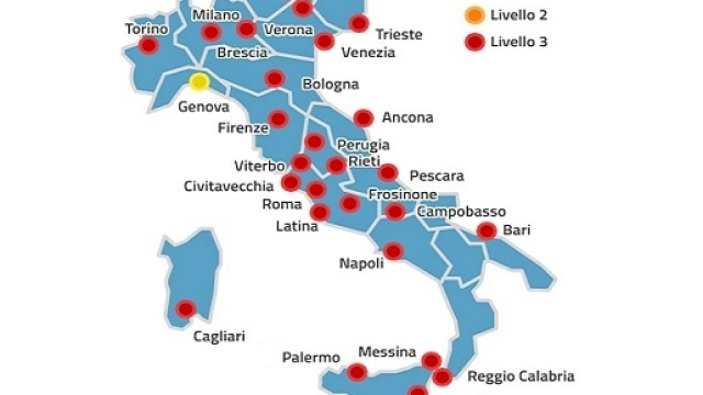 Ondata di caldo, la mappa diffusa dal Ministero della Salute