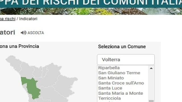 Selezionando un comune &egrave; possibile ottenere tutte le informazioni sui rischi naturali.