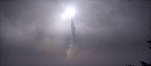 North Korean missile passing over Japan. (image by US Pacific Command)