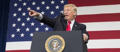 President Trump making tax reform speech at Missouri. / [Image by the White House via Flickr, Public Domain]
