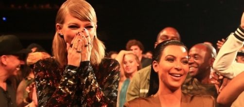 Taylor Swift and Kim Kardashian together. (image source: YouTube/Clevver News)