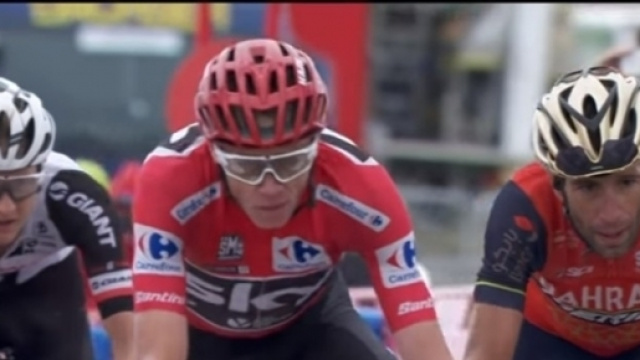 Nibali all'arrivo di Calar Alto con Kelderman e Froome