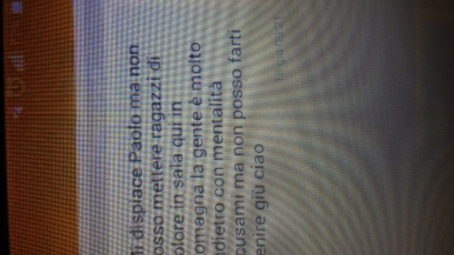 Il testo del messaggio ricevuto da Paolo.