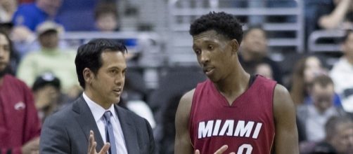 Coach Spoelstra and Josh Richardson - Keith Allison via Flickr