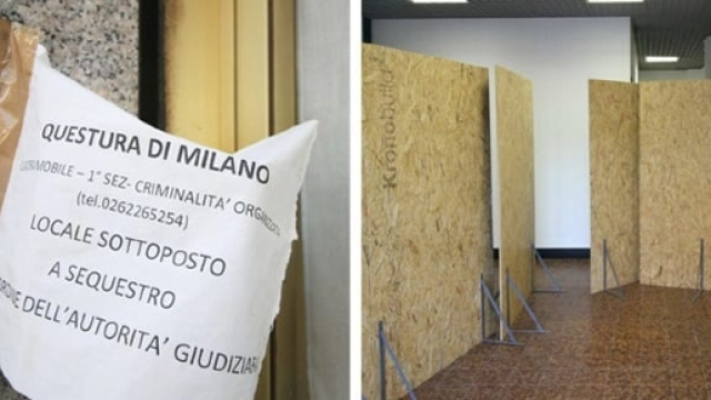 Il negozio abbandonato alla periferia sud di Milano, ora sequestrato, dove la modella era stata tenuta in ostaggio. Foto: skytg24.
