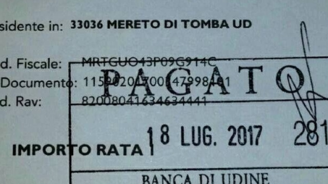 Rata pagata ad Equitalia dal Sig. Ugo Martin di Udine - Fonte: ilpopulista.it.