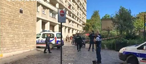 The driver of a BMW car drove into six soldiers on the outskirts of Paris [Image: YouTube/ euronews (in English)]
