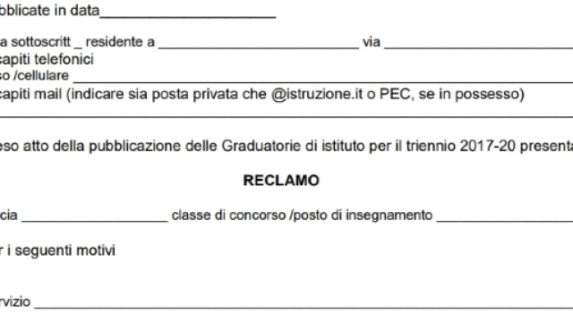 graduatorie d'istituto provvisorie e modello reclamo