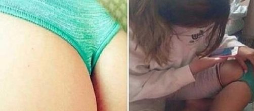 Garota coloca uma calcinha no 'joelho' e envia para outra pessoa (Foto: Reprodu&ccedil;&atilde;o)