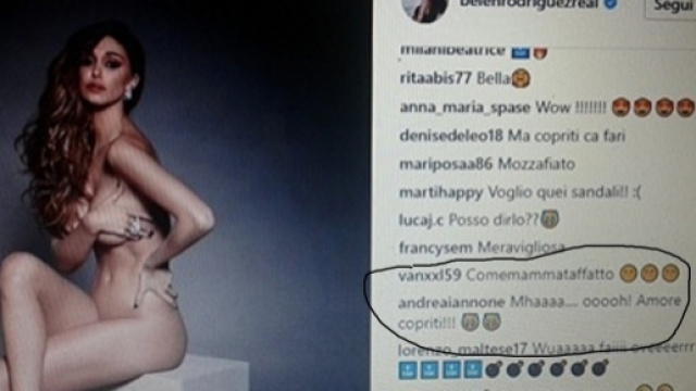 La foto senza veli di Belen Rodrguez e il commento di Andrea Iannone