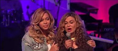 Beyonc&eacute; and her mom, Tina Knowles, speak from their hearts at St. John's Church in Houston. Screencap Gabriel/YouTube