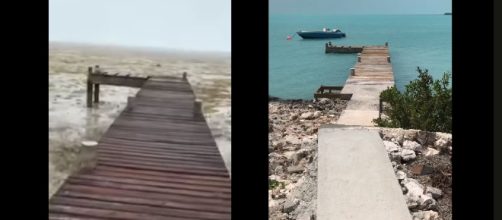The Bight, Long Island, Bahamas experienced a "negative surge" from Hurricane Irma [Image: YouTube/ViralHog]
