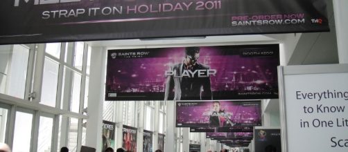 A banner of Saint Row: The Third game is shown at E3 2011 (Image Credit - Pop Culture Geek's photostream/Flickr)