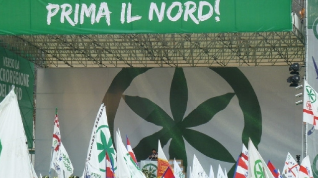Un discorso di Matteo Salvini al raduno della Lega Nord a Pontida nel 2013