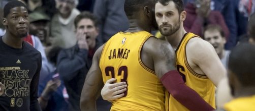 LeBron James and Kevin Love/ photo by Keith Allison via Flickr