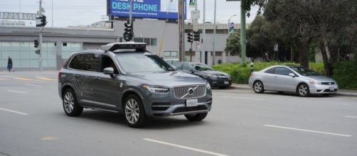 Autonomous Uber car on the streets of San Francisco during pilot test. (Photo via Wikimedia Commons)