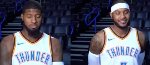 Blue & White Army #CarmeloAnthony #PaulGeorge. (Image Credit: OKC Thunder Fans/Youtube)