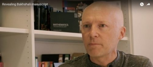 Oxford's Marcus du Sautoy explains carbon-dated Bakhshali manuscript, with oldest known origins of "zero." / Photo via Science Museum on YouTube.