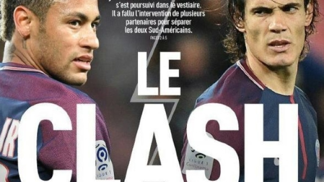 Cavani e Neymar: primi dissapori. Foto da "L'&Eacute;quipe"