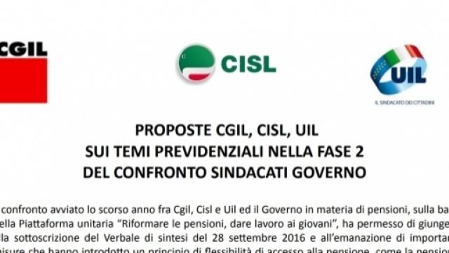 Pensioni, ecco la proposta unitaria dei sindacati