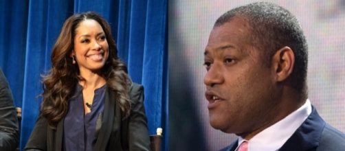 Gina Torres announces her 2016 split from Laurence Fishburne. [Image: Wikimedia Torres by Genevieve/CC BY 2.0/Fishburne by Chad J. McNeeley/CC0]