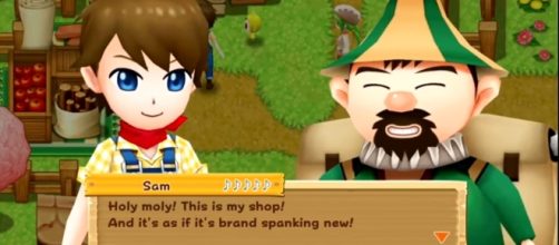 The male protagonist with a resident. - Image Credits: YouTube / GameTrailers