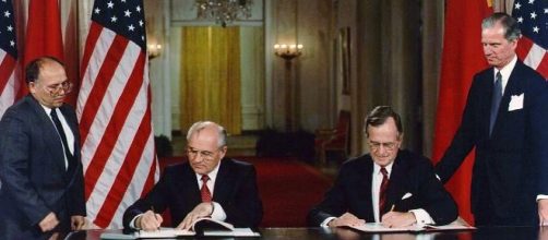 President George H. W. Bush and President Mikhail Gorbachev/Wikimedia Commons