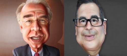 Secretaries Tom Price (Health & Human Services), Steve Mnuchin (Treasury Dept). [Image Credits: DonkeyHotey/ Flickr, CC BY 2.0)