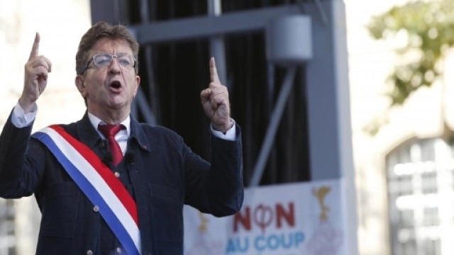 Jean-Luc M&eacute;lenchon, son discours du 23 Septembre (GEOFFROY VAN DER HASSELT / AFP)